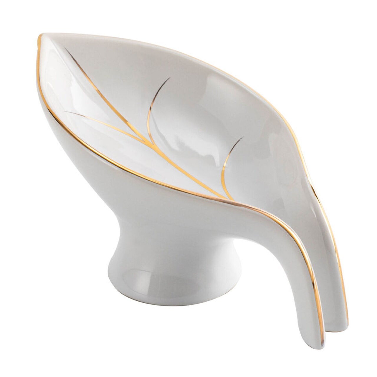 Soap Box Drain Waterfall Dish Leaf Shaped Ceramic Soap Dish Soap Dish w/ Drain